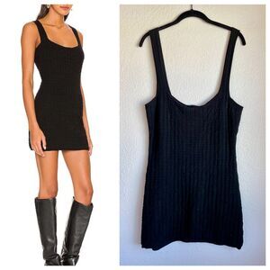 Free People Beach Short & Sweet Mini Button Back Knit Dress in Black - Size M
